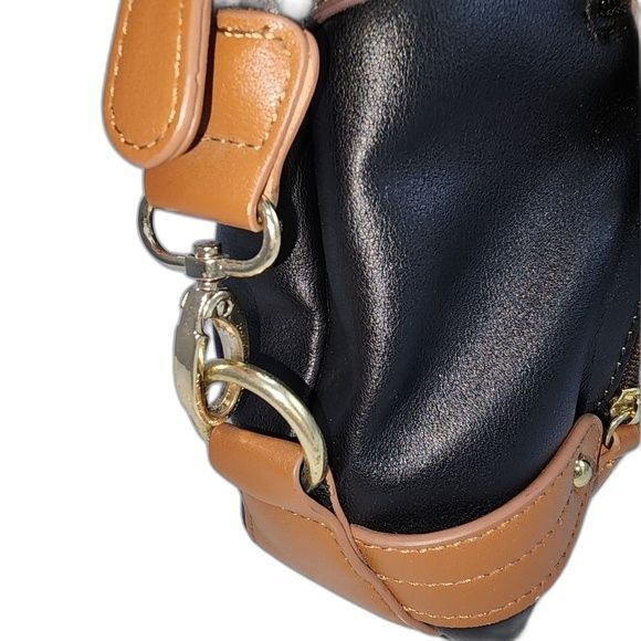 Stone & Co. Black, Tan & Taupe Leather Shoulder Bag 12.5"X9.5"X3.5" - Picture 6 of 12